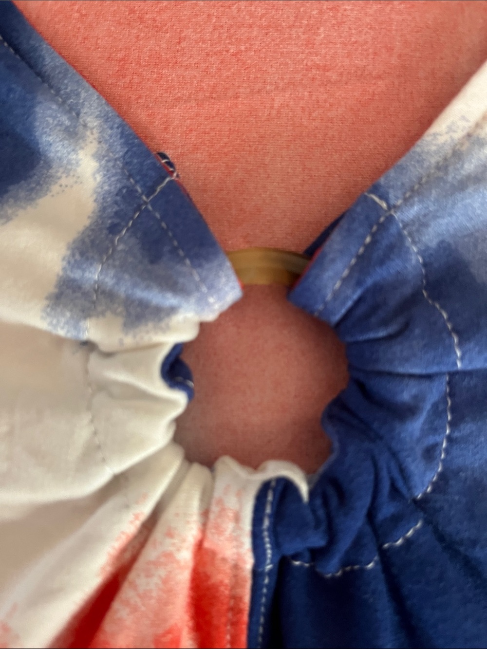 Love By Design Red, White & Blue Tie-Dye Knot Front Crop Top - Picture 4 of 6